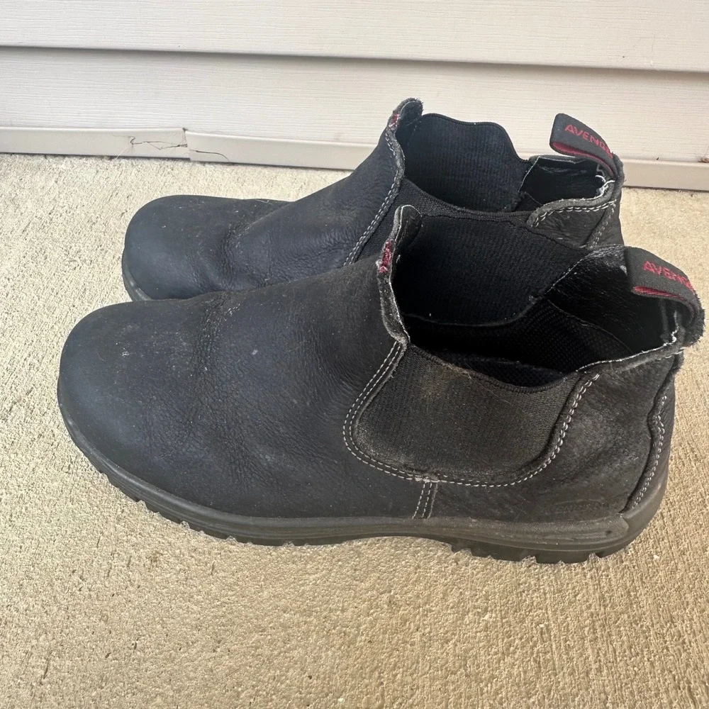 Avenger Work Boots Foreman Romeo A7111 Mens 9.5 Black Leather Slip On Chelsea
